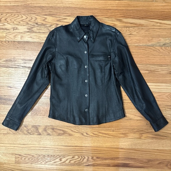 Harley Davidson Women's AERATION Black Leather Motorcycle Riding Jacket XS